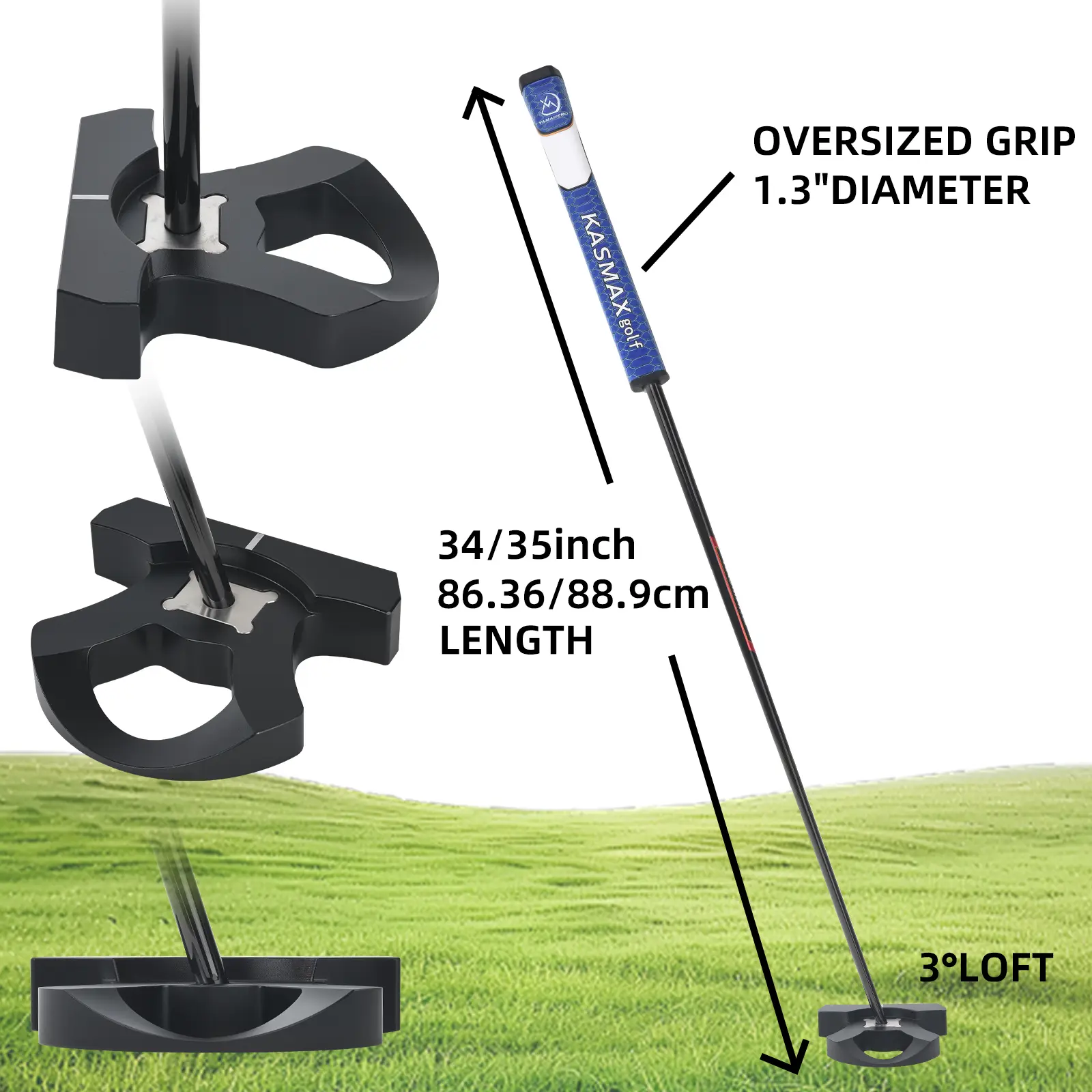 Kasmax Golf Putter - Patent Pending For Switchable Hands 5 Kasmax Golf Putter - Patent Pending For Switchable Hands (Suitable For Both Left &Amp; Right Handed), Capable Of Scooping The Ball. Features A Black Plated Shaft. Comes With A Headcover (6)